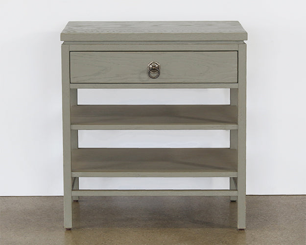 NS46 - Vintage Gray Nightstand with Two Shelves