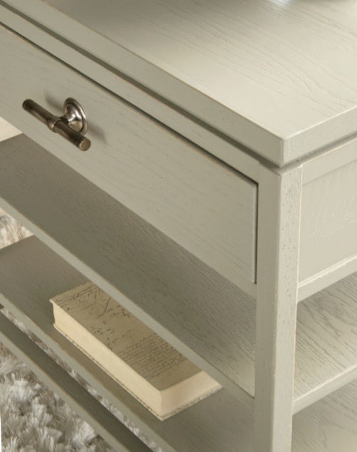 Vintage Gray Nightstand with Two Shelves