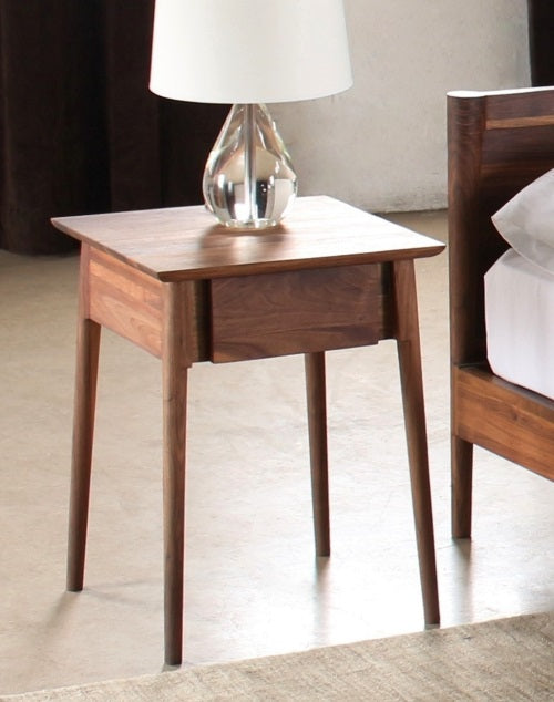 NS50 - Vintage 1-Drawer Bedside Table in American Black Walnut 