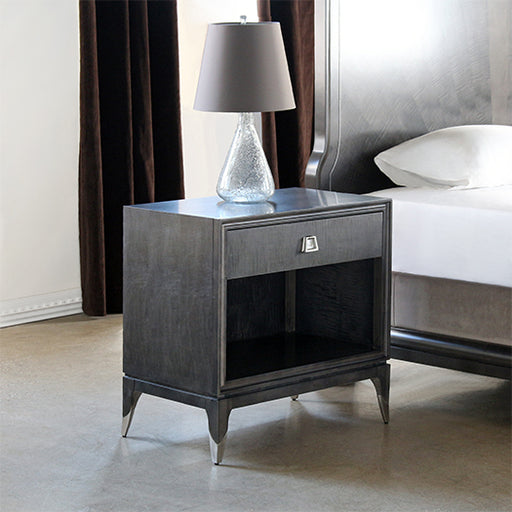 NS78 Back Maple Nightstand with Mother of Pearl Accent 