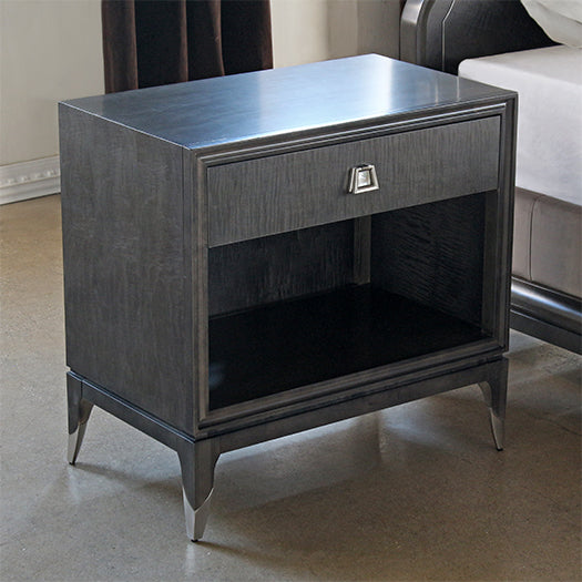 NS78 Back Maple Nightstand with Mother of Pearl Accent 