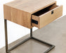 NS84 - Natural Oak Nightstand WSatin Brass Legs