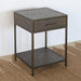 NS86 - Oak Nightstand With Rubbed Bronze Frame