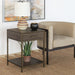 NS86 - Oak Nightstand With Rubbed Bronze Frame