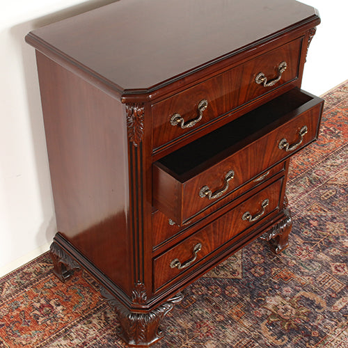 Mahogany Chippendale Four Drawer Nightstand