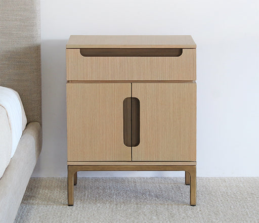 NS90 - Light Laminated Oak With Brass Hardware Nightstand