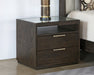 NS92 - Sable Brown Oak 2 Drawer Nightstand With Brass Pulls