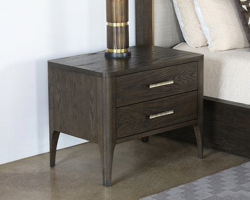 NS93 - Sable Brown Nightstand With Brass Pulls