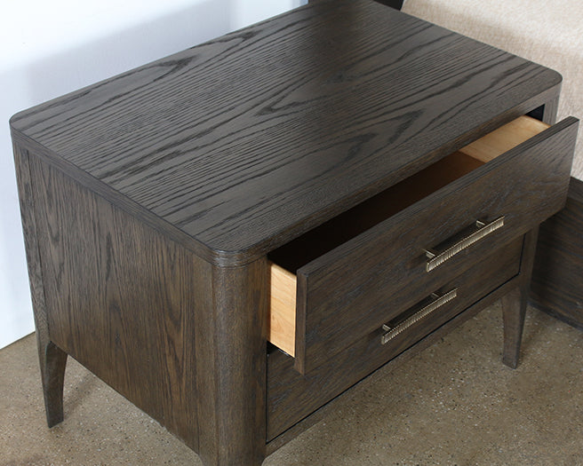 NS93 - Sable Brown Nightstand With Brass Pulls