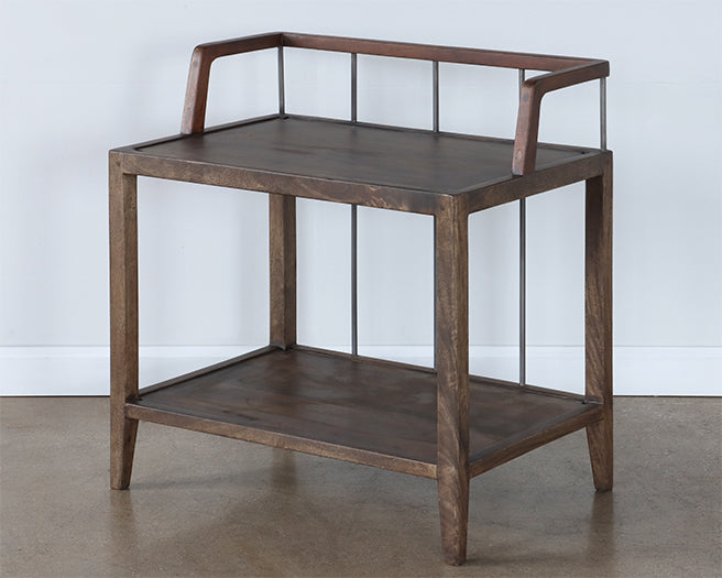 Mango Wood And Iron Rustic Nightstand