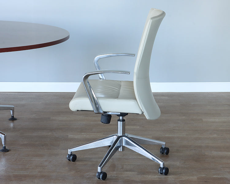 Ivory Leather Office Chair