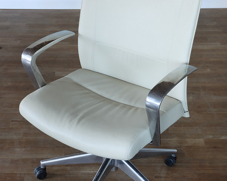 Ivory Leather Office Chair