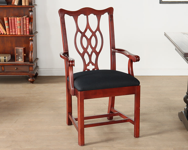 Cherry Wood Chippendale Style Arm Chair