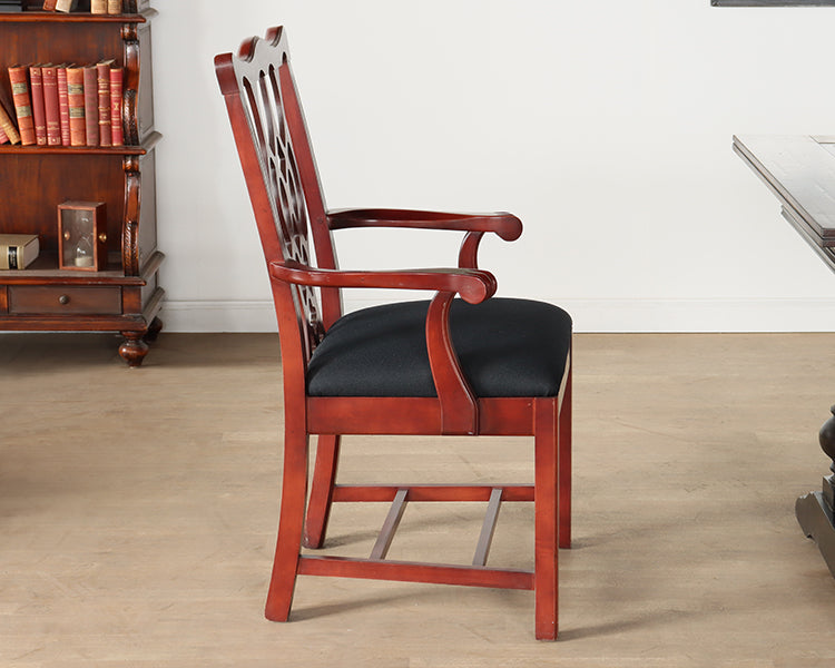 Cherry Wood Chippendale Style Arm Chair