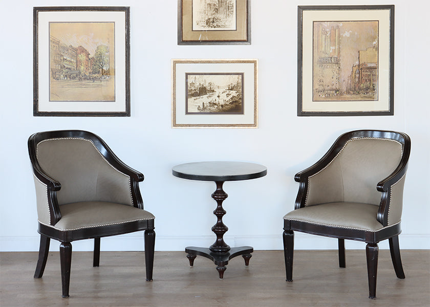 Stone Grey Upholstered Barrel Chair