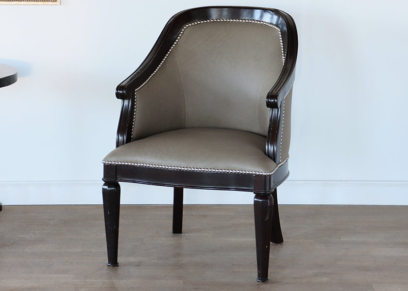 Stone Grey Upholstered Barrel Chair