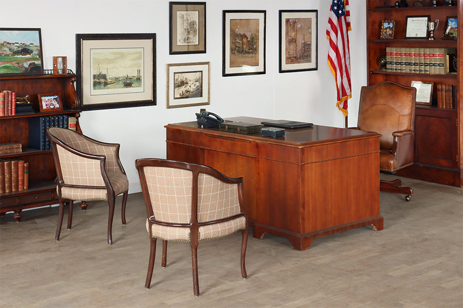Tan Plaid Upholstered Barrel Chair