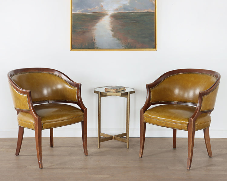 Vintage Lemon Curry Vinyl Barrel Chair