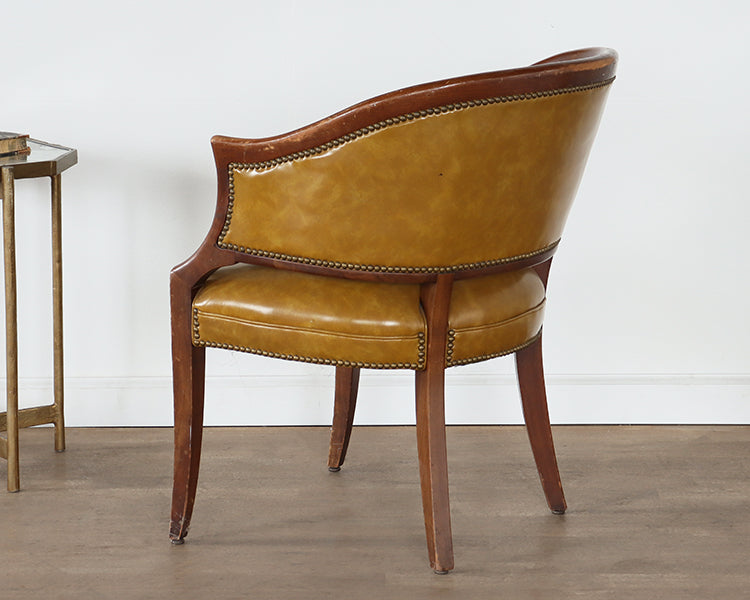 Vintage Lemon Curry Vinyl Barrel Chair
