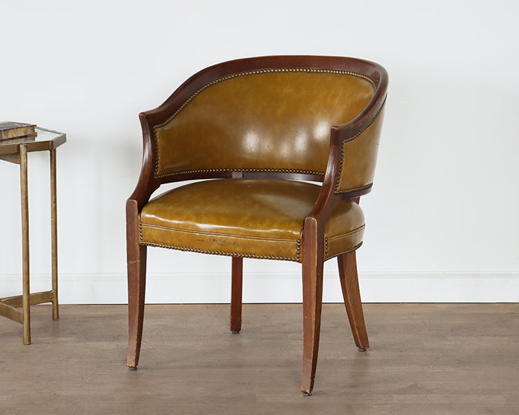 Vintage Lemon Curry Vinyl Barrel Chair