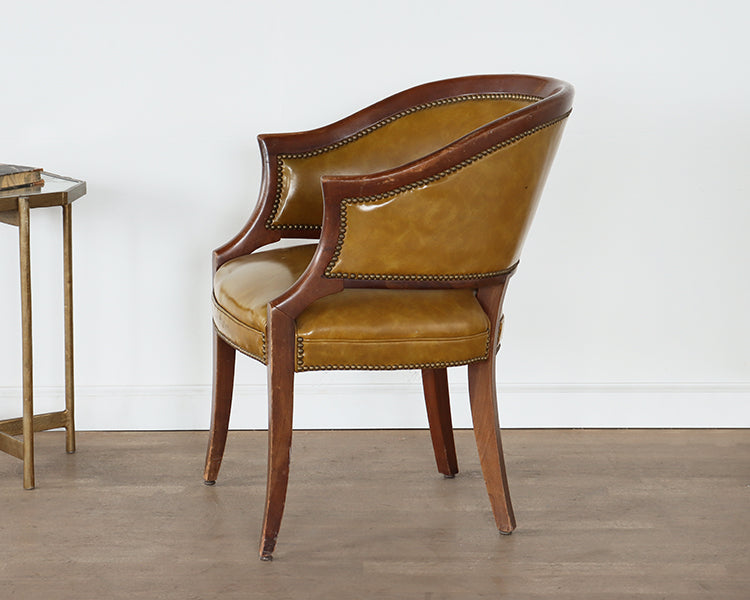 Vintage Lemon Curry Vinyl Barrel Chair