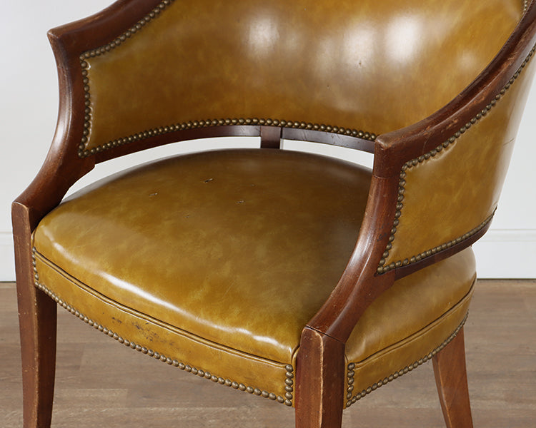 Vintage Lemon Curry Vinyl Barrel Chair