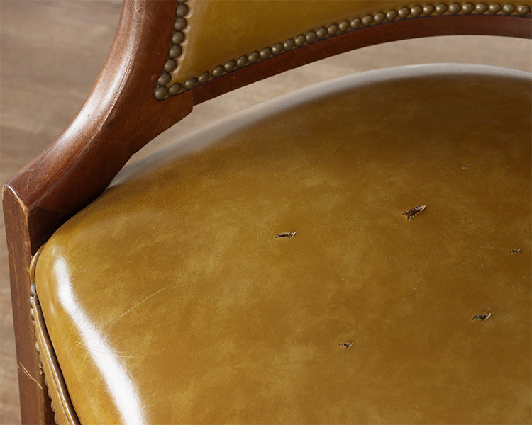 Vintage Lemon Curry Vinyl Barrel Chair