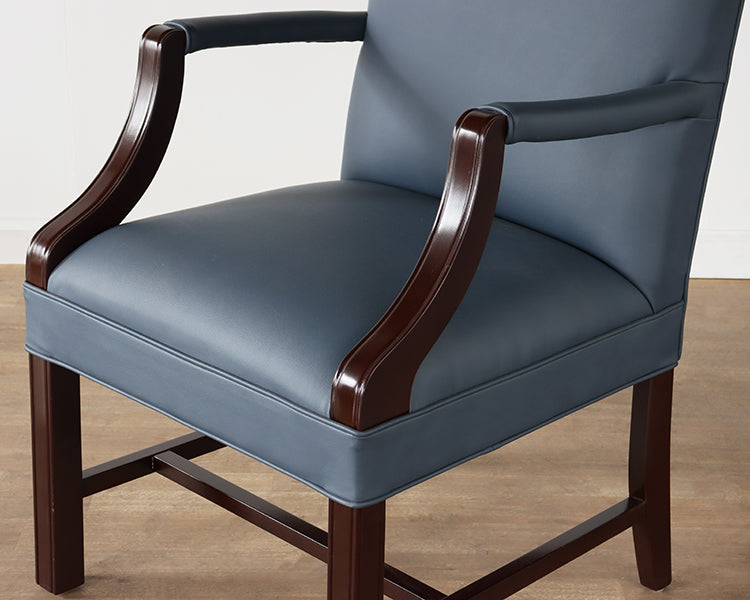 Slate Blue Leather Upholstered Armchair