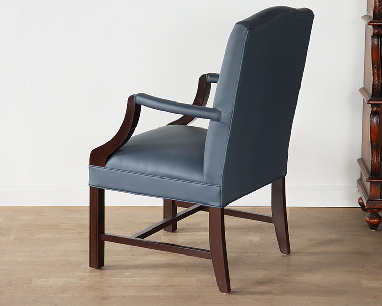 Slate Blue Leather Upholstered Armchair