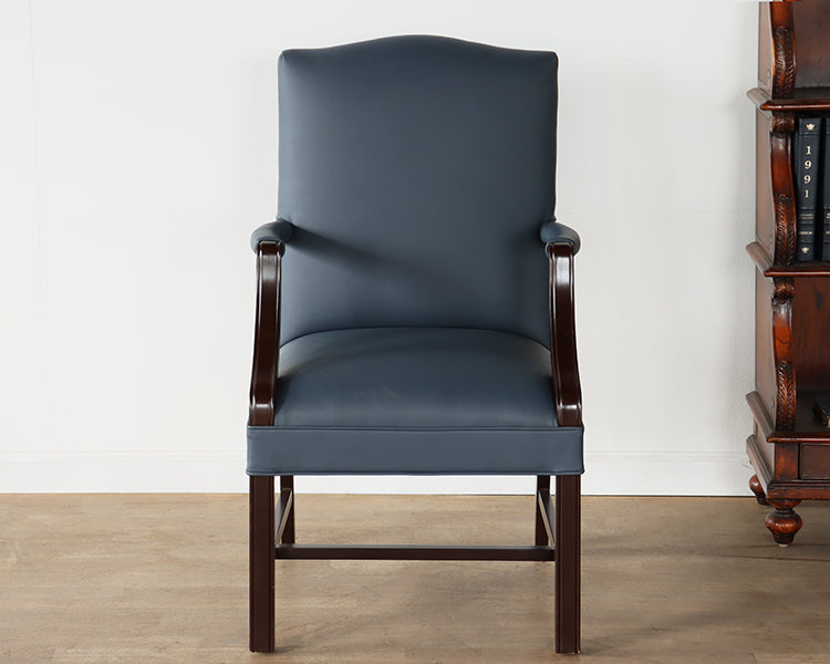Slate Blue Leather Upholstered Armchair