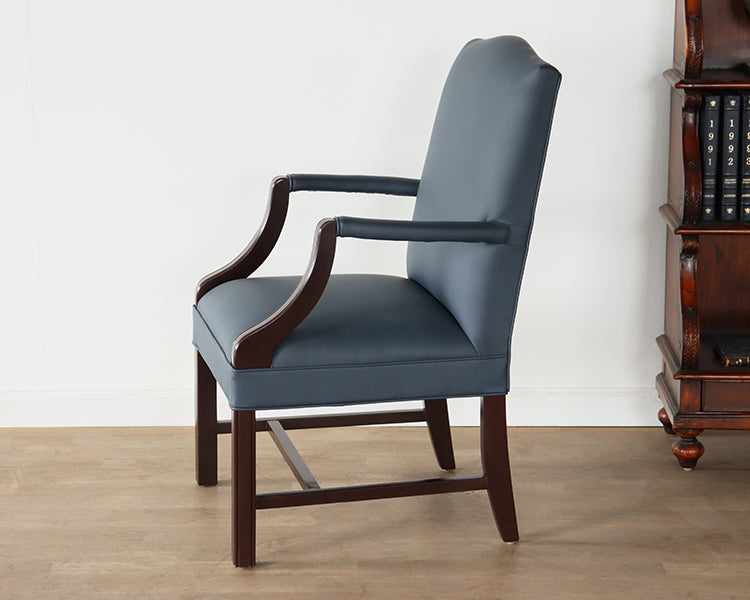 Slate Blue Leather Upholstered Armchair