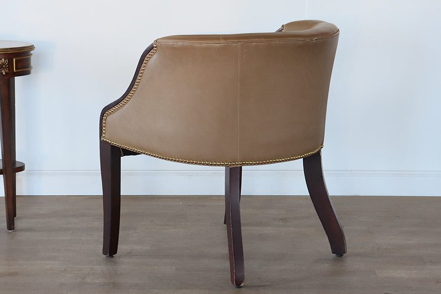 Tan Leather Barrel Chair