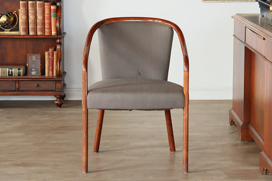 Grey Arm Chair with Wood Frame
