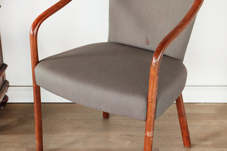 Grey Arm Chair with Wood Frame
