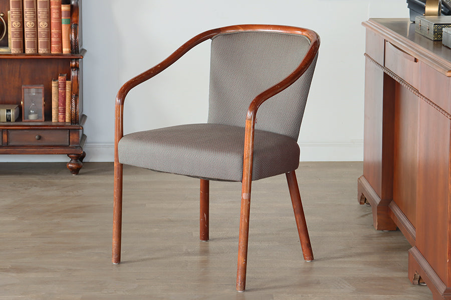 Grey Arm Chair with Wood Frame