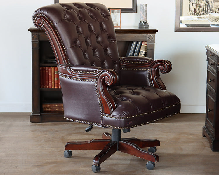 Burgundy Tufted Executive Chair