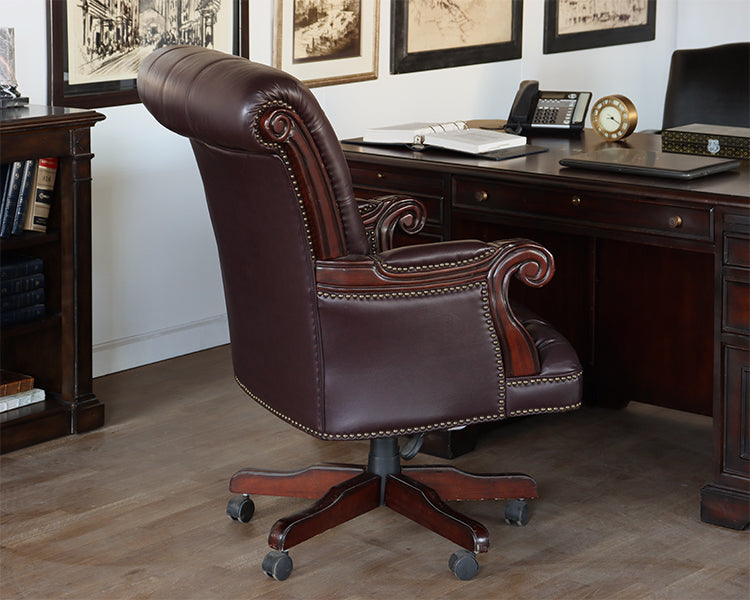 Burgundy Tufted Executive Chair