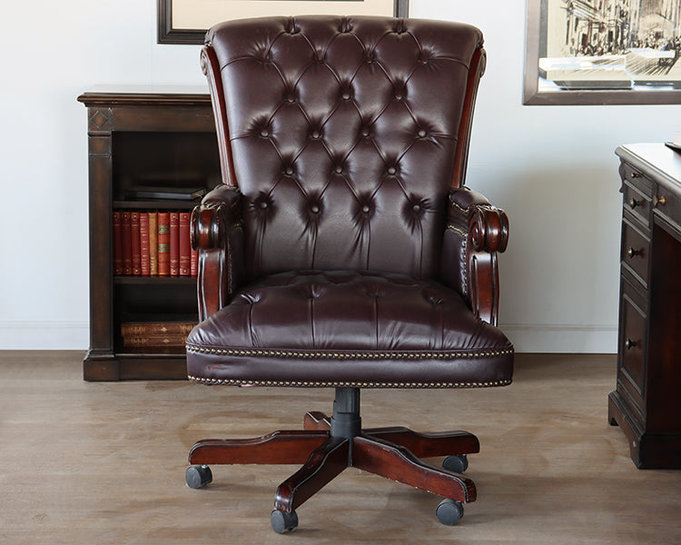 Burgundy Tufted Executive Chair