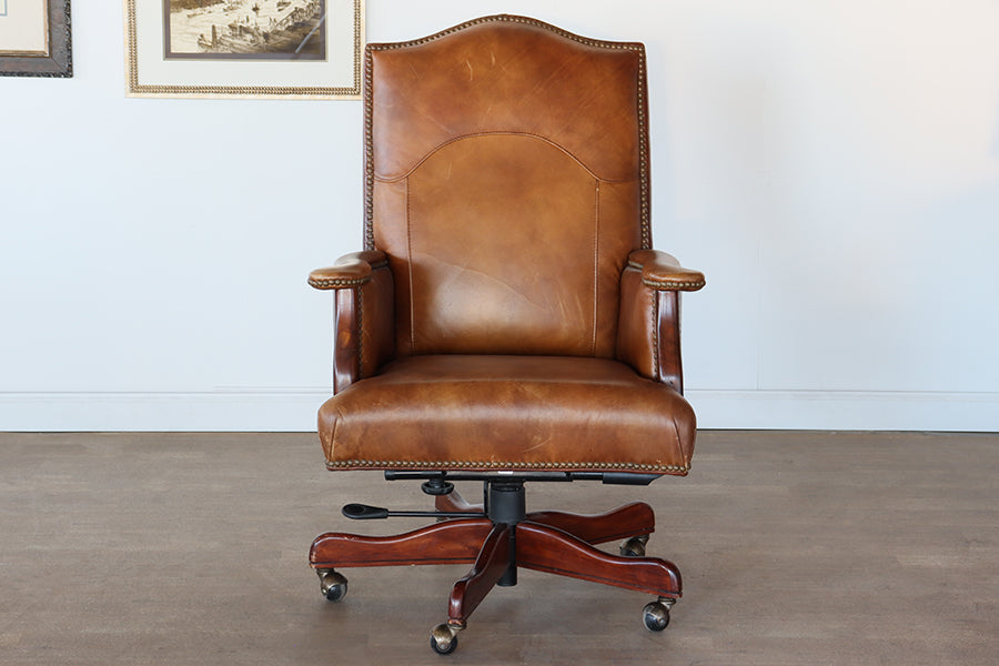Distressed Brown Leather Executive Chair