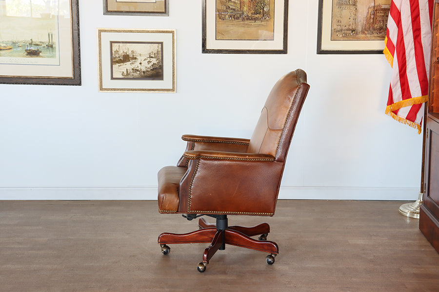 Distressed Brown Leather Executive Chair