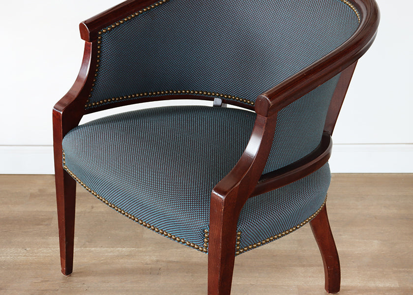 Upholstered Barrel Chair with Wood Frame