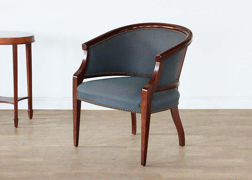 Upholstered Barrel Chair with Wood Frame