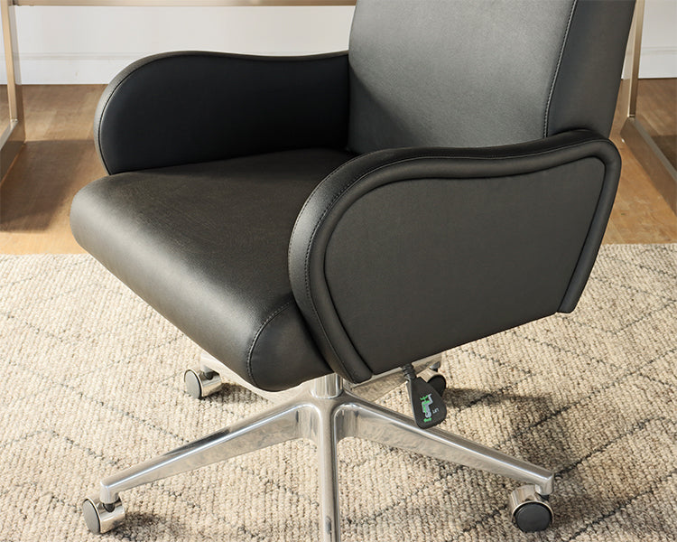 Black Vegan Leather Mid Century Style Office Chair