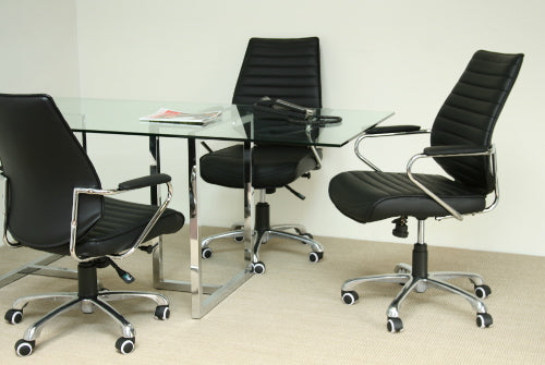 Black Leather Low Back Office Chair