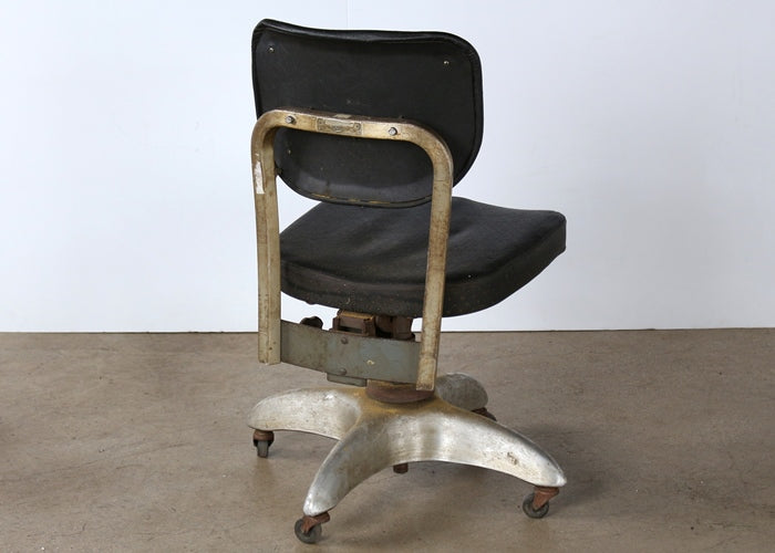Vintage Black Vinyl Rolling Desk Chair
