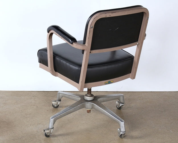 Black Vinyl Rolling Desk Chair with Arms