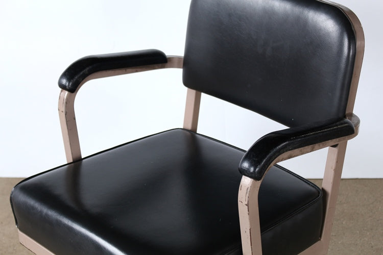 Black Vinyl Rolling Desk Chair with Arms