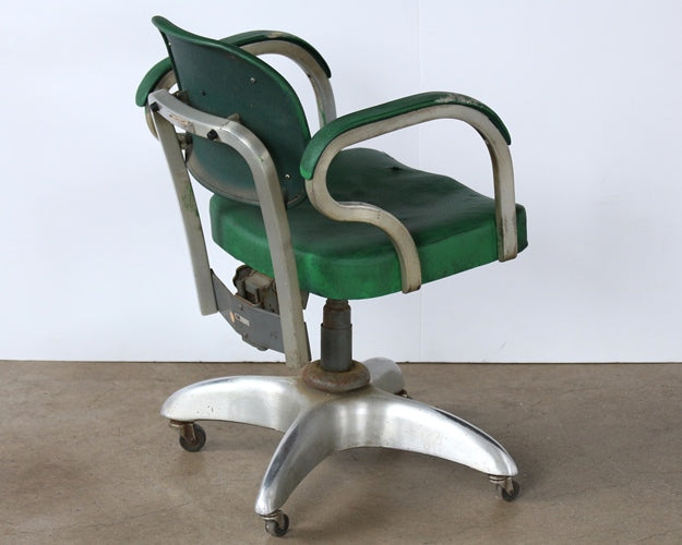 Vintage Green Rolling Desk Chair with Arms