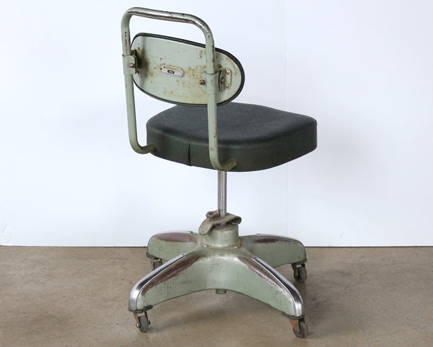 Vintage Green Rolling Desk Chair with No Arms