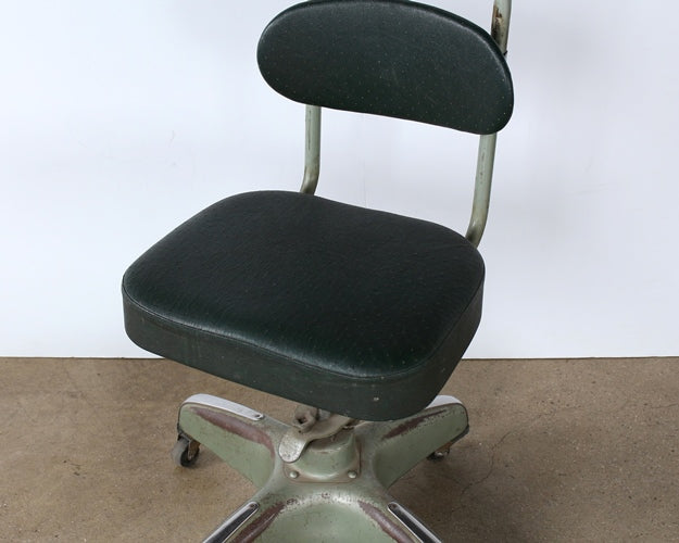 Vintage Green Rolling Desk Chair with No Arms